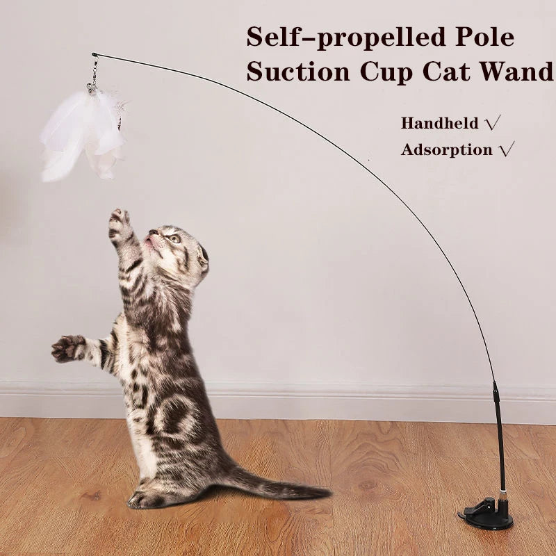 Feather Cat Wand with Bell Powerful Suction Cup front