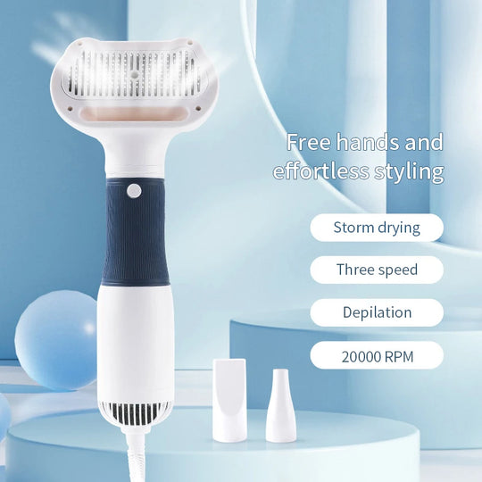 3-in-1 Pet Dog Dryer: Quiet Grooming Brush with Low-Noise Blower for Cats and Dogs!