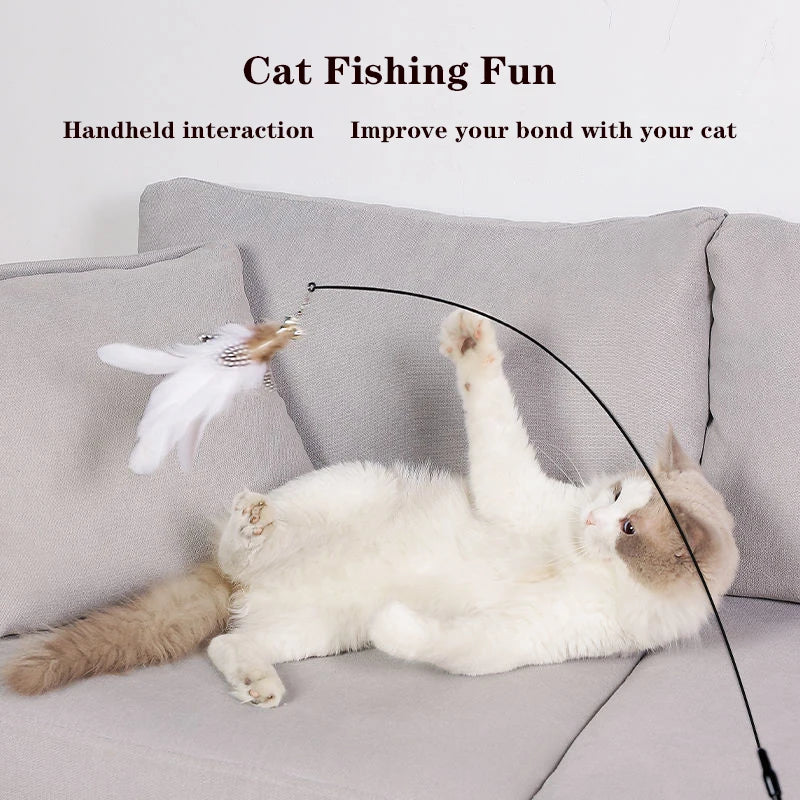 Feather Cat Wand with Bell Powerful Suction Cup fun