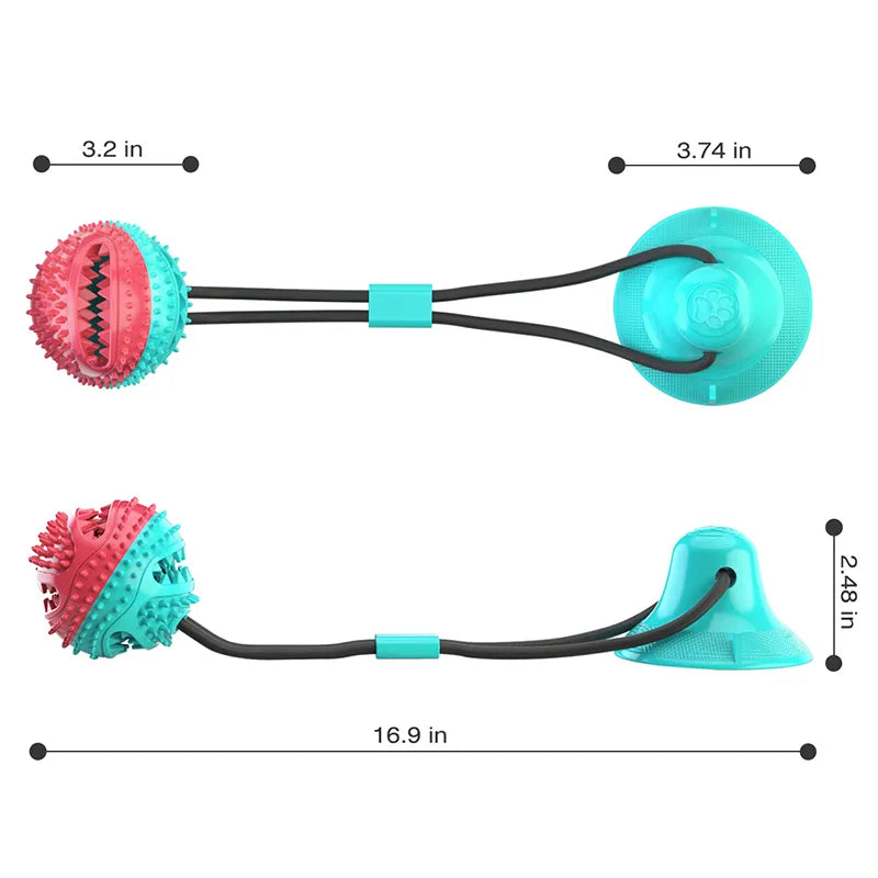 Interactive Large Dog Ball Toy with Suction Cup Ropes: Slow Feeder & Chew Fun