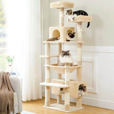 Multi-Level Cat Tree Luxury Cat Tower with Condo Hammock Cat Scrapers with Scratching Post Cat Accessories Cat Toy